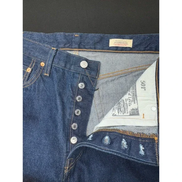 NWOT Levi's 501 Selvage Red Tab Button Fly Straight Blue Denim Jeans Sz 33x32 - Picture 6 of 16